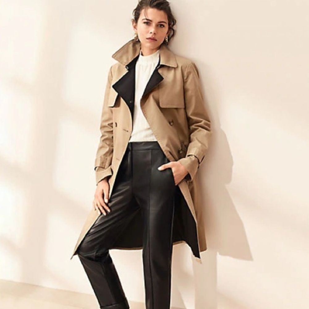 Ann Taylor Camel Two Tone Belted Trench Coat S